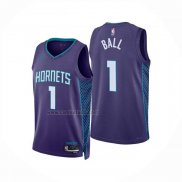 Camiseta Charlotte Hornets LaMelo Ball NO 1 Statement 2024-25 Violeta