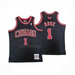 Camiseta Chicago Bulls Derrick Rose NO 1 Mitchell & Ness 2008-09 Negro