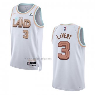 Camiseta Cleveland Cavaliers Caris Levert #3 Ciudad 2022-23 Blanco