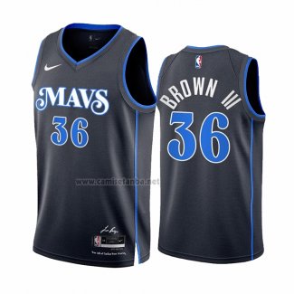 Camiseta Dallas Mavericks Greg Brown III #36 Ciudad 2023-24 Azul