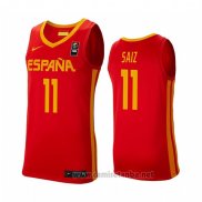 Camiseta Espana Sebas Saiz #11 2019 FIBA Baketball World Cup Rojo