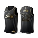 Camiseta Golden Edition Los Angeles Lakers Lebron James #23 Negro