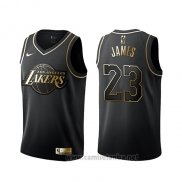 Camiseta Golden Edition Los Angeles Lakers Lebron James #23 Negro