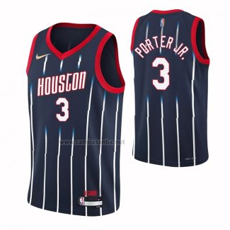 Camiseta Houston Rockets Kevin Porter JR. #3 Ciudad 2021-22 Azul