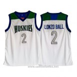 Camiseta Huskies Lonzo Ball #2 Blanco