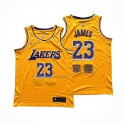 Camiseta Los Angeles Lakers LeBron James NO 23 Icon Amarillo