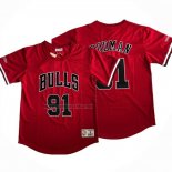 Camiseta Manga Corta Chicago Bulls Dennis Rodman NO 91 Rojo