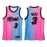 Camiseta Miami Heat Dwyane Wade #3 Ciudad 2020-21 Azul Rosa