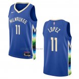 Camiseta Milwaukee Bucks Brook Lopez #11 Ciudad 2022-23 Azul
