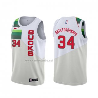 Camiseta Milwaukee Bucks Giannis Antetokounmpo #34 Earned Blanco