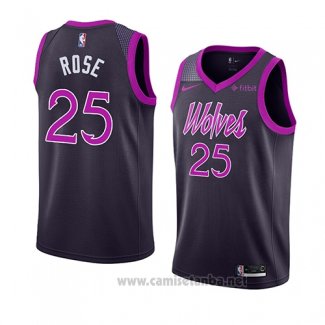 Camiseta Minnesota Timberwolves Derrick Rose #25 Ciudad 2018-19 Violeta