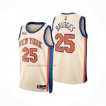 Camiseta New York Knicks Mikal Bridges NO 25 Ciudad 2025-26 Crema