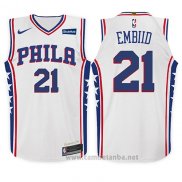 Camiseta Nino Philadelphia 76ers Joel Embiid #21 Association 2017 18 Blanco