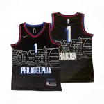 Camiseta Philadelphia 76ers James Harden #1 Ciudad 2020-21 Negro