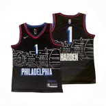 Camiseta Philadelphia 76ers James Harden #1 Ciudad 2020-21 Negro