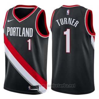 Camiseta Portland Trail Blazers Evan Turner #1 Icon 2017-18 Negro