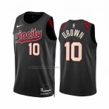 Camiseta Portland Trail Blazers Moses Brown #10 Ciudad 2023-24 Negro