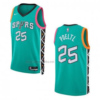 Camiseta San Antonio Spurs Jakob Poeltl #25 Ciudad 2022-23 Verde