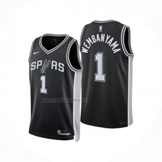 Camiseta San Antonio Spurs Victor Wembanyama NO 1 Icon 2024-25 Negro