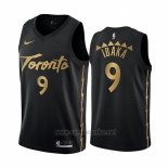Camiseta Toronto Raptors Serge Ibaka #9 Ciudad Edition Negro