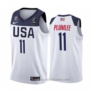 Camiseta USA Mason Plumlee #11 2019 FIBA Basketball World Cup Blanco