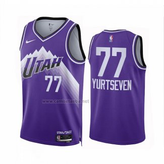 Camiseta Utah Jazz Omer Yurtseven #77 Ciudad 2023-24 Violeta