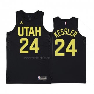 Camiseta Utah Jazz Walker Kessler #24 Statement 2022-23 Negro