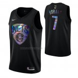 Camiseta Brooklyn Nets Kevin Durant #7 Iridescent Logo Negro