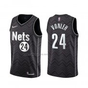 Camiseta Brooklyn Nets Noah Vonleh #24 Earned 2020-21 Negro