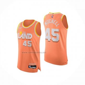 Camiseta Cleveland Cavaliers Donovan Mitchell NO 45 Ciudad Authentic 2025-26 Naranja