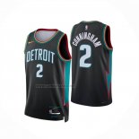Camiseta Detroit Pistons Cade Cunningham NO 2 Ciudad 2025-26 Negro
