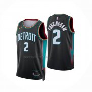Camiseta Detroit Pistons Cade Cunningham NO 2 Ciudad 2025-26 Negro