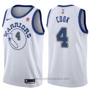 Camiseta Golden State Warriors Quinn Cook #4 Classic 2017-18 Blanco2