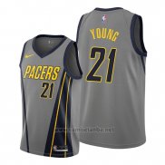 Camiseta Indiana Pacers Thaddeus Young #21 Ciudad Edition Gris