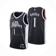 Camiseta Los Angeles Clippers James Harden NO 1 Ciudad 2020-21 Negro