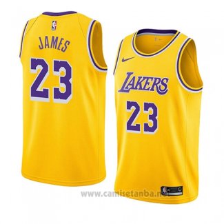 Camiseta Los Angeles Lakers Lebron James #23 Icon Amarillo