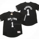 Camiseta Manga Corta San Antonio Spurs Victor Wembanyama NO 1 Negro