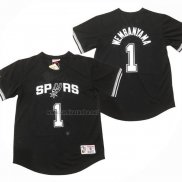 Camiseta Manga Corta San Antonio Spurs Victor Wembanyama NO 1 Negro