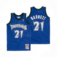 Camiseta Minnesota Timberwolves Kevin Garnett #21 Hardwood Classics Throwback 2003-04 Azul