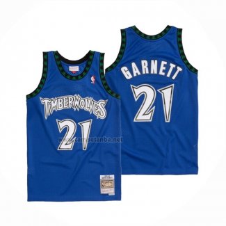 Camiseta Minnesota Timberwolves Kevin Garnett #21 Hardwood Classics Throwback 2003-04 Azul