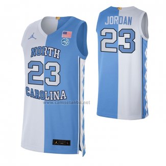 Camiseta NCAA North Carolina Tar Heels Michael Jordan #23 Split Azul Blanco