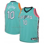 Camiseta Nino San Antonio Spurs Jeremy Sochan #10 Ciudad 2022-23 Verde