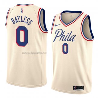 Camiseta Philadelphia 76ers Jerryd Bayless #0 Ciudad 2018 Crema