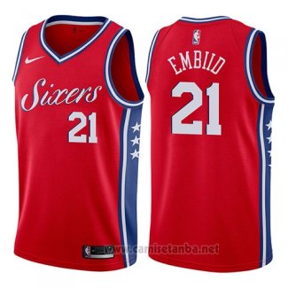 Camiseta Philadelphia 76ers Joel Embiid #21 2017-18 Rojo