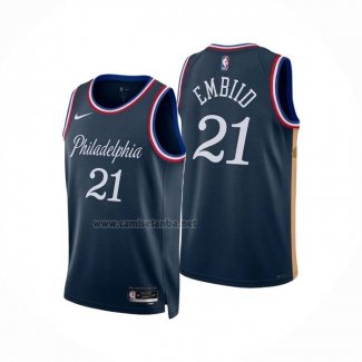 Camiseta Philadelphia 76ers Joel Embiid NO 21 Ciudad 2025-26 Azul