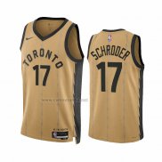 Camiseta Toronto Raptors Dennis Schroder #17 Ciudad 2023-24 Oro