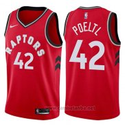 Camiseta Toronto Raptors Jakob Poeltl #42 Icon 2017-18 Rojo