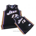 Camiseta Utah Jazz John Stockton #12 Retro Negro