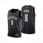Camiseta Brooklyn Nets Egor Demin NO 8 Ciudad 2025-26 Negro
