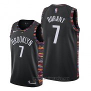 Camiseta Brooklyn Nets Kevin Durant #7 Ciudad 2019-20 Negro